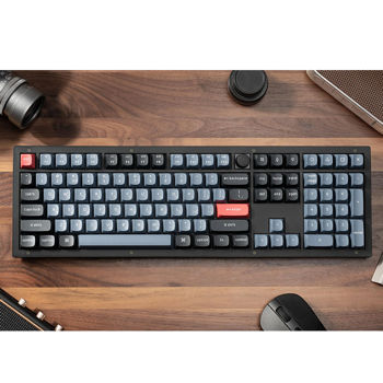 Tastatura Keychron V6 QMK/VIA Custom Mechanical Keyboard Russian Layout (V6-C1-RU) Frosted Black, Full Size layout, Knob, RGB Backlight, Keychron K pro Mechanical Red Switch, Hot-Swap, USB Type-C, gamer (tastatura/клавиатура)
