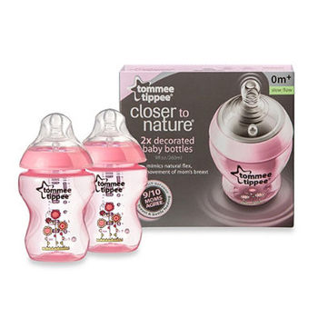 Tommee Tippee бутылочка с рисунком Pink 0+мес. 260 мл. 2шт 