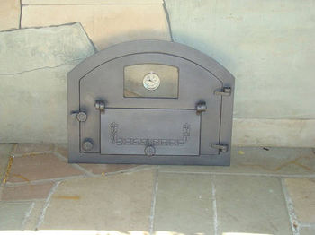 Дверца чугунная со стеклом правая с термометром PIZZA 4Т 