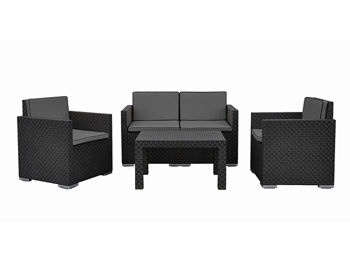 Set mobilier Lounge 4unitati: masa, 2 fotolii, canapea / cu perne 