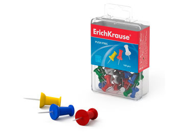 Набор кнопок 100шт цветных "башенка" ErichKrause, упаковка пластик 