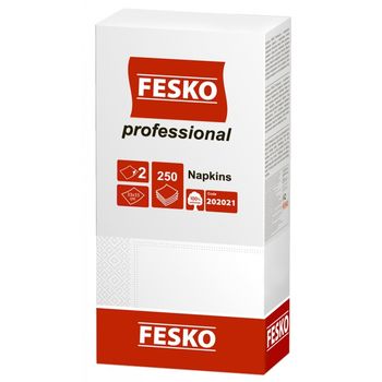 Șervețele de masa  Fesko Professional,  2 straturi, 250 foi, pliate 1/8, (albe). 