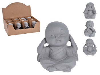 Statueta "Buddha nu vede, nu aude, nu vorbeste rau" 8cm, ciment 