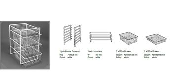 cumpără Set compus din 2 rame în 7 rânduri cu 4 coșuri metalice, 740x535x450 mm, alb în Chișinău 