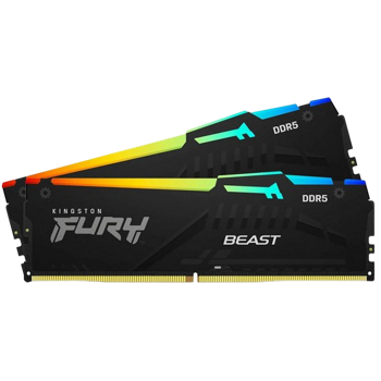 64GB DDR5-5600MHz  Kingston FURY Beast RGB (Kit of 2x32GB) (KF556C40BBAK2-64), CL40-40-40, 1.25V,Blk 