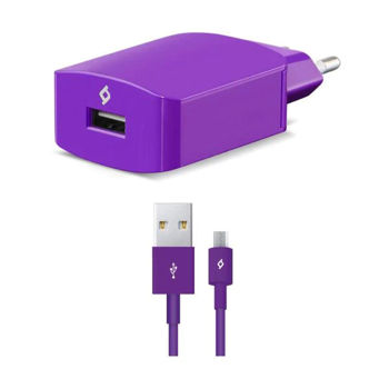 ttec Wall Charger Smart Travel with Cable USB to Micro USB 2.1A (1.2m), Purple 
