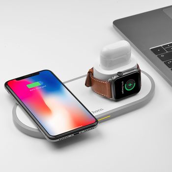 Încărcător wireless Hoco CW21 Wisdom 3 in 1 (10W) [White] 