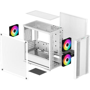 Case mATX Deepcool CC360 ARGB, w/o PSU, 3x120mm ARGB fans, Mesh Front, Tempered Glass, USB3.0, White 