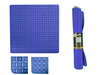 Коврик для душа 54X54cm MSV Premium "Квадраты" синий резинов 