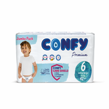 Scutece pentru copii Confy Premium Jumbo Nr.6 EXTRALARGE (15+ kg), 42 buc. 