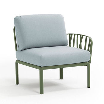 Кресло модуль правый / левый с подушками Nardi KOMODO ELEMENTO TERMINALE DX/SX AGAVE-ghiaccio Sunbrella 40372.16.138