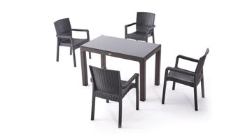 Set Masa Rattan 70x120 + 4 scaune Vector 
