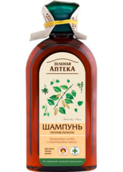Шампунь. Против перхоти. Березовые почки и Касторовое масло. "ЗЕЛЁНАЯ АПТЕКА" 