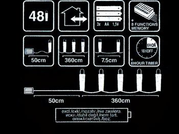 Огни новогодние "Нить" 48LED белый, 8реж, таймер 6ч вкл/18ч 