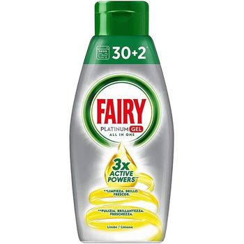 Gel detergent pentru mașina de spălat vase Fairy gel Platinum lemon, 32 spălari, 650ml 