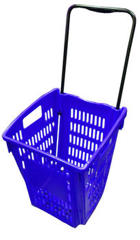 cumpără Coș din plastic pe roți (mâner din plastic) 445x285x245, albastru în Chișinău 