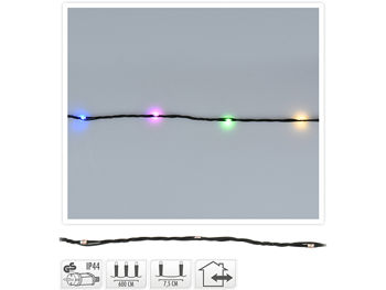 Огни новогодние "Нить" 80microLED разноцвет, 6m, зел кабель 