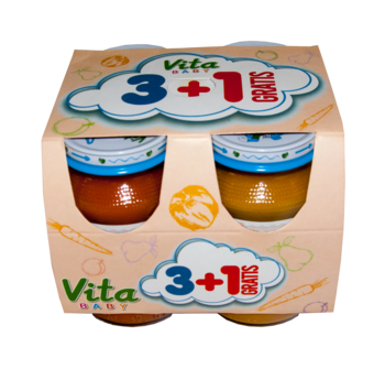 Акция! 3+1=3 VITA Baby пюре180 г 