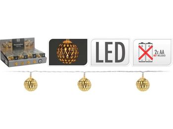 Огни новогодние "Шары" 10LED D2.5cm, тепл-бел, 1.2m, золотые 