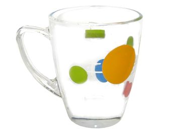 Чашка стеклянная 300ml, конус, с рисунком 
