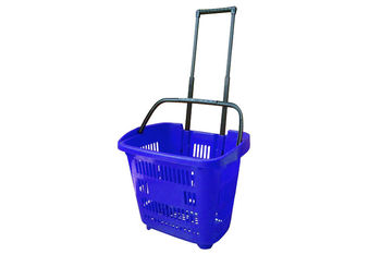купить Пластиковая корзина на колесах (пластиковая ручка) 610x380x400, синий в Кишинёве 