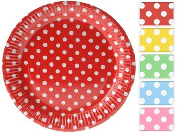 Набор тарелок бумажных "горошек" 10шт, 18cm, 5цветов 