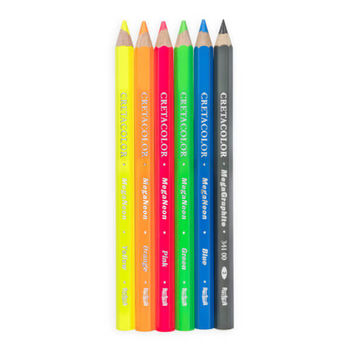 Набор карандашей неоновые 5 цв+ 1 графитовый  MEGA Cretacolor 