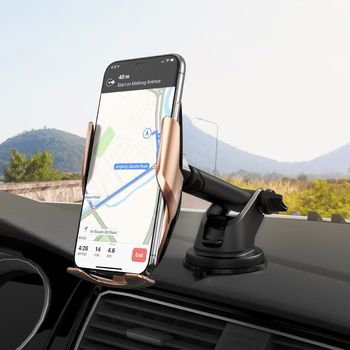 Hoco S14 Surpass (Wireless Charger 15W) [Gold] Авто держатель с беспроводной зарядкой 