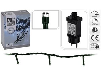 Luminite de Craciun "Fir" 120LED albe, 9m, timer, controlul luminozitatii 