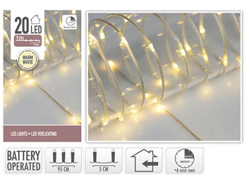 Luminite de Craciun "Fir" 20microLED alb-cald, 1m, 2XAA, cronometru 