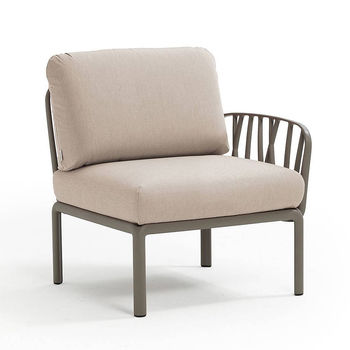 Кресло модуль правый / левый с подушками Nardi KOMODO ELEMENTO TERMINALE DX/SX TORTORA-canvas Sunbrella 40372.10.141