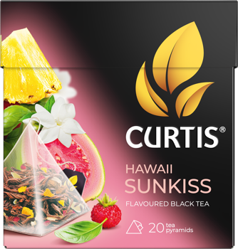 Чай черный в пирамидках CURTIS "Hawaii Sunkiss" 20 пирамидок, с ароматом гуавы, земляникой, ананасом и базиликом, фруктовый ароматизированный 