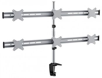Table/desk stand for 6 monitors Reflecta PLANO Desk 23-1010S, 13"-23 ", 75x75, 100x100, 8kg/bracket. 