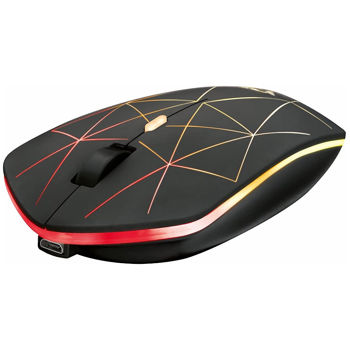 Mouse Trust Gaming Mouse GXT 117 Strike, Wireless gaming mouse with built-in rechargeable battery and illuminated top cover, Micro receiver, 600-1400 dpi, 6 responsive buttons, Black, TR-22625
