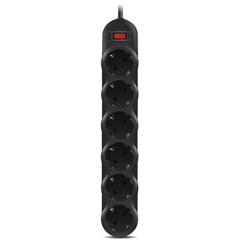 Surge Protector   6 Sockets,  5.0m,  Sven "SF-06L", BLACK, Retail color box, flame-retardant 