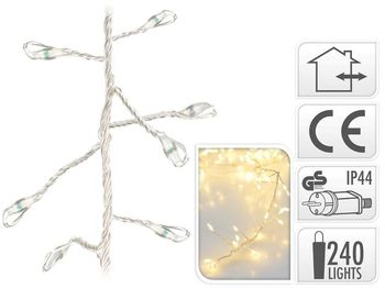 Luminite de Craciun "Dense" 240microLED alb-cald, 2.4m fir transparent 