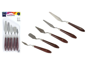 Set spatule de arta plastica Artist 5buc, maner din lemn 