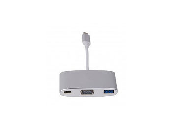 LMP USB-C (m) to VGA & USB 3.0 (f) & USB-C charging Multiport Adapter, aluminum housing, silver (15093)