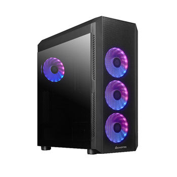 Case ATX Miditower Chieftec Gaming Scorpion 4 GL-04B-OP Black no PSU, 2x USB 3.2 Gen I, 1x USB 2.0, Audio-out, 4x 120mm A-RGB Rainbow LED fan, Front mesh design, Tempered glass side panel, RGB Control HUB (carcasa/корпус)