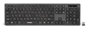 Wireless Keyboard SVEN KB-E5900W, Slim, Low-profile keys, Fn key, Nano rec., 2.4 Ghz, 1xAA, Black 