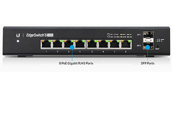Ubiquiti EdgeSwitch 8 (ES-8-150W), 8-Port Gigabit RJ45, 2-ports SFP, 150W, Supports POE+ IEEE 802.3at/af and 24V Passive PoE, Non-Blocking Throughput: 10 Gbps, Switching Capacity: 20 Gbps, Rackmountable
(retelistica switch/сетевой коммутатор)