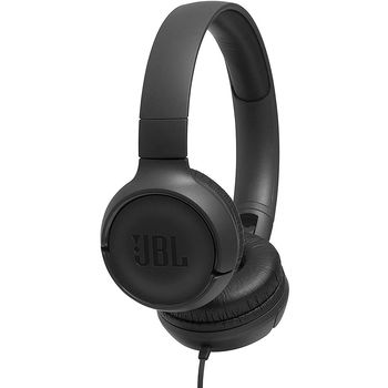 JBL TUNE 500 Black On-ear Headset with microphone, Dynamic driver 32 mm, Frequency response 20 Hz-20 kHz, 1-button remote with microphone, JBL Pure Bass sound, Tangle-free flat cable, 3.5 mm jack, Black JBLT500BLK