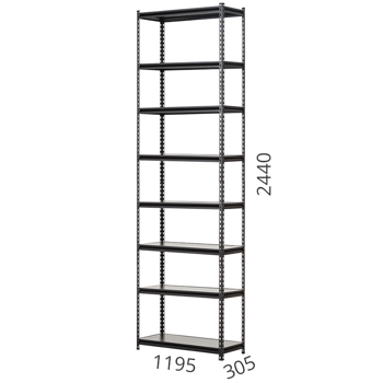 купить Стеллаж металлический 8 полок 1195x305x2440 мм антрацит в Кишинёве 