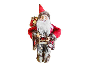 Дед Мороз в красной шубе с подарками и фонарем, 30cm 