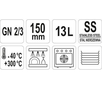 cumpără Recipient din oțel inoxidabil GN 2/3 H-150mm,V-13,0L(354x325mm) în Chișinău 