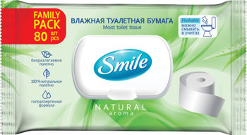 Влажная туалетная бумага Smile Family, 80 шт. 