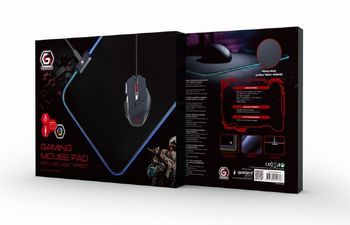 Gaming Mouse Pad  GMB  MP-GAMELED-M,  350 × 250 × 4mm, Natural rubber foam + Fabric, RGB, Black 