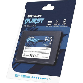 Внутрений высокоскоростной накопитель 960GB SSD 2.5" Patriot Burst PBE960GS25SSDR, 7mm, Read 450MB/s, Write 320MB/s, SATA III 6.0 Gbps (solid state drive intern SSD/Внутрений высокоскоростной накопитель SSD)