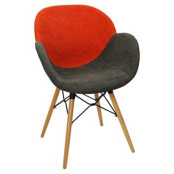 купить Оранжево-серый пластиковый стул с деревянной обивкой и деревянными ножками. в Кишинёве 