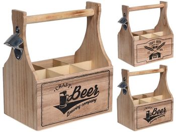 Suport din lemn pentru sticla de 6 sticle "Beer" 27.5X26X15.5cm 